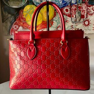 Gucci Red Microguccissima Leather Top Handle